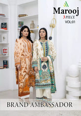 3-Piece Marooj Ethnic BanaDora Linen Printed Vol-01 2025