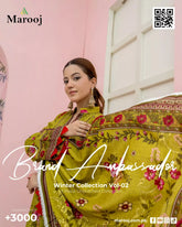 3-Piece Marooj Ethnic BanaDora Linen Printed Vol-02 2025