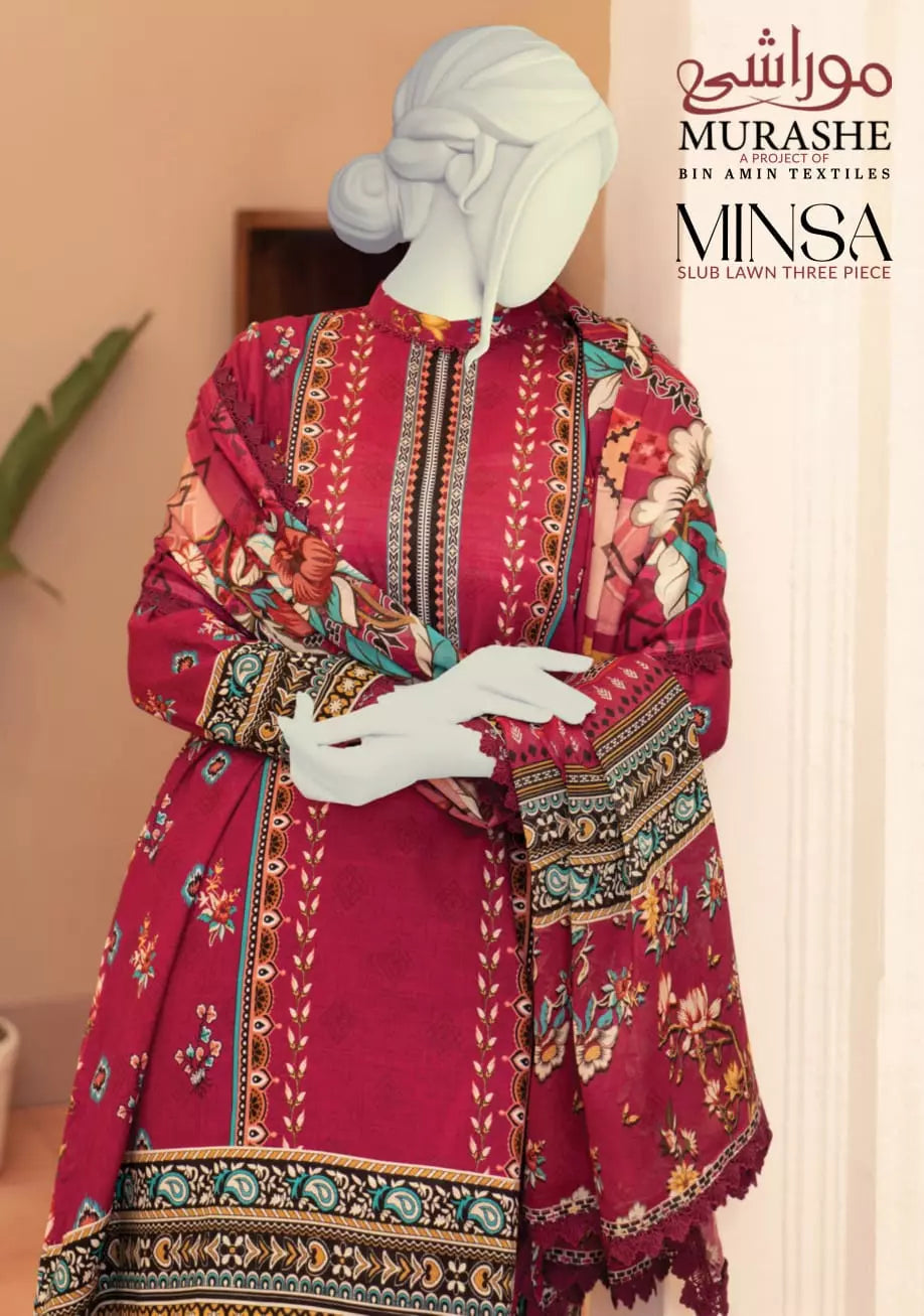 Minsa Slub Printed Lawn