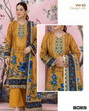 3-Piece Marooj Ethnic BanaDora Linen Printed Vol-02 2025